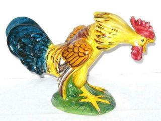 Vtg Majolica Pottery 12 " Chicken Rooster Made In Italy Signed & Numbered