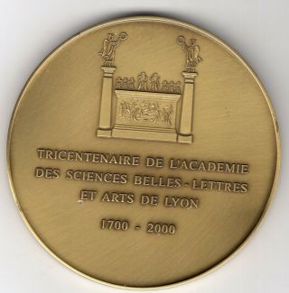 2000 French Medal for 300 Year Anniv.  of Academy of Science Letters Arts of Lyon 2