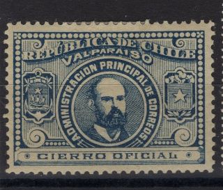 Chile 1895 Arturo Prat Oficial Seal Mh Blue