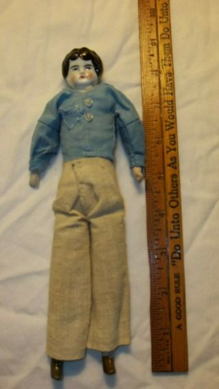 Antique Boy China Doll With Porcelain Head,  Cloth Body