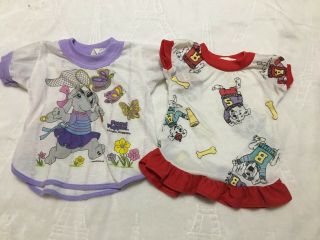Vintage Made For Cabbage Patch Kids Clothes Doll Pound Puppies Pajamas Pjs Gowns
