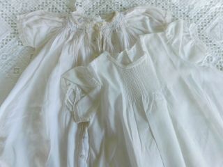 Antique Cotton Lace Trim & Embroidered Dresses For French Or German Bisque Doll