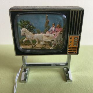 Vtg Lundby Dollhouse Miniature Electrified Television Tv Set Ex Cond