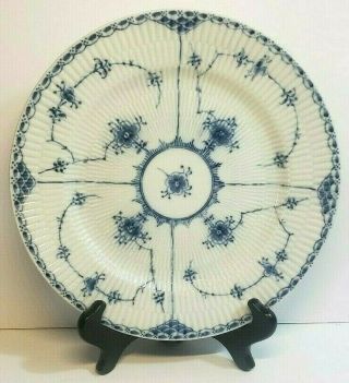 Vintage White & Blue Set Of 3 - 10 1/4 " Fluted Half Lace Dinner Plates