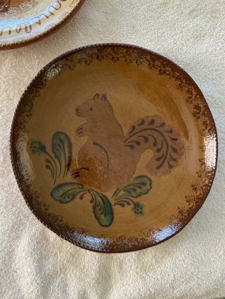 Ned Foltz Pottery Redware Signed & Dated 2007 Squirrel Plate