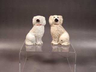 Pair Staffordshire Dogs Spaniel Figurines Small 1800 