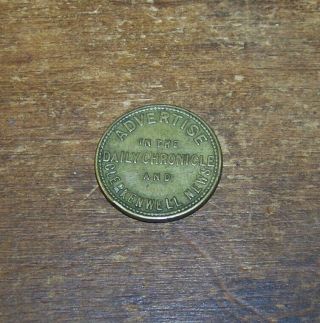 1871 Daily Chronicle And Clerkenwell News Antique Advertising Trade Token Coin