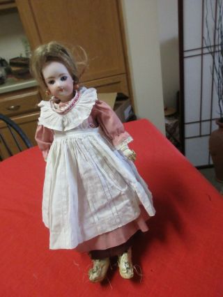 Antique 2 Pc Dress & Apron 1900 For Antique Doll