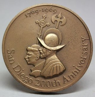 San Diego 200th Anniversary Bronze Medal 1769 - 1969 California,  Usa