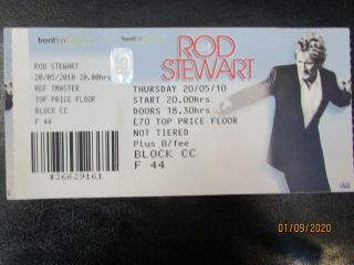 Rod Stewart.  Rare 2010 Uk Concert Ticket. .  Nottingham