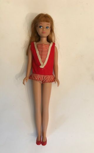 Vintage 1960’s Skipper Barbie Sister Auburn Red Hair Straight Leg Doll