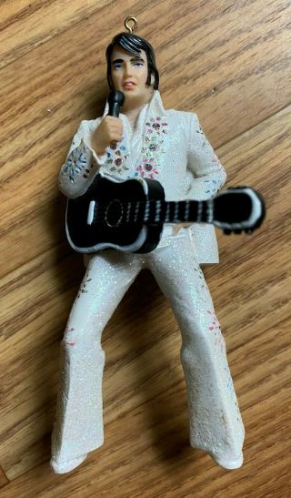 Elvis Presley Christmas Ornament Kurt S Adler White Jumpsuit Guitar Microphone