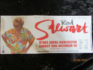 Rod Stewart.  Rare 1998 Uk Concert Ticket. .  Manchester Nyrex Arena