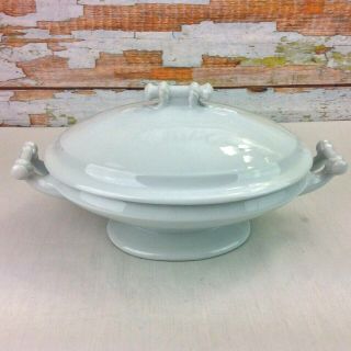 Antique 1890 J & G Meakin White Ironstone 10 " Covered Serving Bowl England