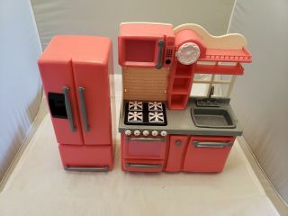 Our Generation Kitchen Red Stove Fridge Accessories American Girl Doll Play Set
