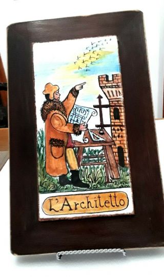 Vintage? Large Hand Painted Deruta Clay Tile Plaque Italy L 