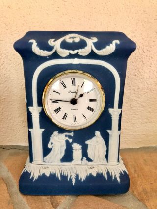 Vintage Antique Clock Wedgwood Cobalt Blue Jasperware Adams Tunstall England