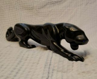 Royal Haeger Stalking Black Panther Cat Vintage Ceramic Sculpture Figure Mcm