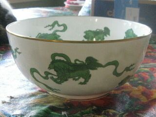 Wedgwood Chinese Tigers Green Pattern 8 " Round Salad/vegetable Serving Bowl Euc