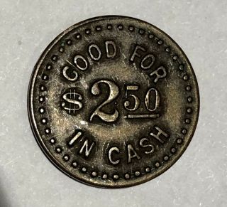 Antique Us Civil War “good For $2.  50 In Cash” Copper Coin Trade Token