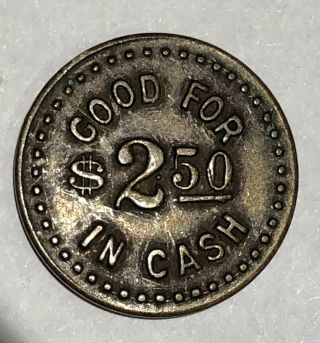 Antique US Civil War “Good For $2.  50 In Cash” Copper Coin Trade TOKEN 2