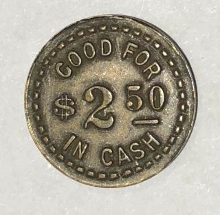 Antique US Civil War “Good For $2.  50 In Cash” Copper Coin Trade TOKEN 3
