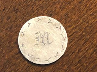 Love Token 1855 Seated Liberty Silver Half Dime Init.  M Variety 3