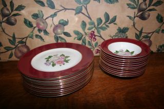 23 - Vintage Homer Laughlin Margaret Rose (12) Luncheon Plates (11) Fruit Bowls
