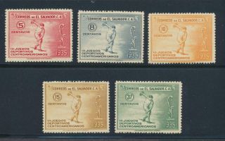 El Salvador 538 - 42 1935 Central American Games Regular Issue Nh