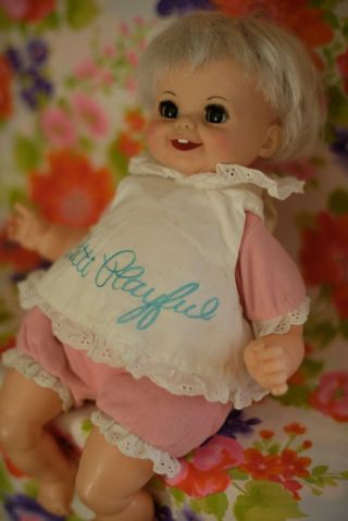 Vintage Ideal Patti Playful Doll 16” From 1970 Apron Vinyl Baby Doll