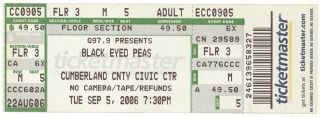 Rare Black Eyed Peas 9/5/06 Portland Me Concert Ticket Bep