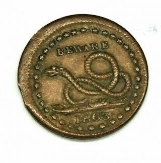 1863 Cwt 136/397 Jackson The Union Must & Shall Be Preserved/snake Beware