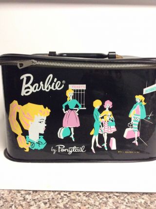 Vintage 1962 Mattel Barbie Vinyl Carry Case Travel Bag By Ponytail