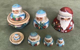 Vintage Russian Santa Claus (Christmas) Nesting Dolls Set Of 6,  1996 3