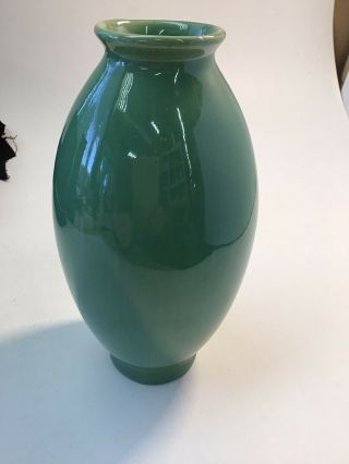 1940’s Green Camark Pottery Vase 8 1/4 Inches Tall