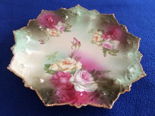 M Z Austria Hand Painted Plate Antique With Roses