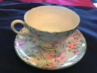 Shelley England Melody Chintz Tea Cup & Saucer Ripon Shape