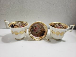 Set Of 3 Antique Royal Crown Derby Hand Painted Cups