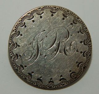 Love Token Engraved With Initials " J.  R.  " On A " O " Quarter - (pin/broken)