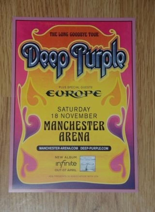 Deep Purple Infinite / Long Goodbye Tour 2017 A5 Tour Flyer Manchester Arena