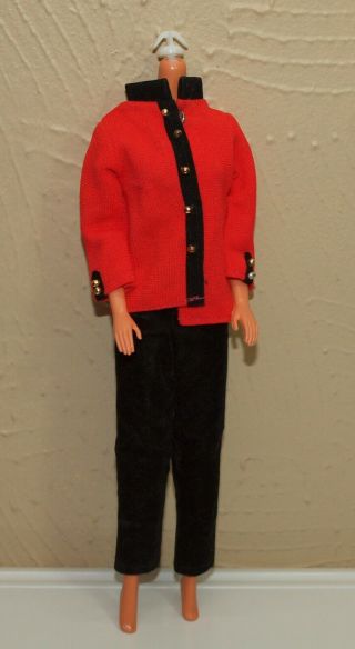 Vintage Barbie Mod Clone Outfit Black & Red Pants & Jacket Pantsuit