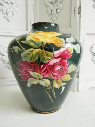 Gorgeous Antique R&h Vase Made In Austria Hand Painted Roses Signed