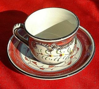 Deruta Ceramic Pompeiano Tea Cup And Saucer