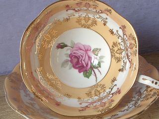 Vintage England Pink Rose Yellow Bone China Tea Cup Teacup And Saucer