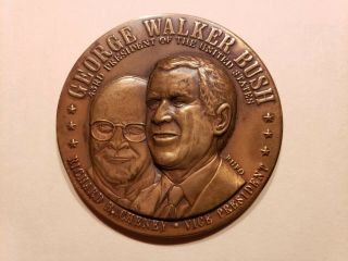 Uncommon 2001 Large Bronze Inaugural Medal - President George W.  Bush & Cheney