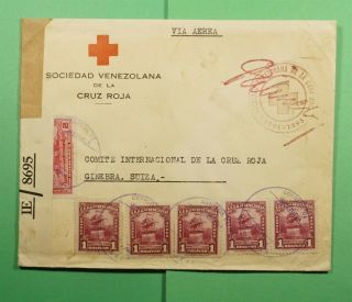 Dr Who Venezuela Airmail To Switzerland Red Cross Wwii Censored F43767