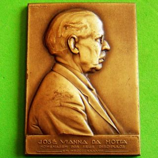 Music Pianist Composer José Vianna Da Motta 1937 Bronze Medal By JoÃo Da Silva