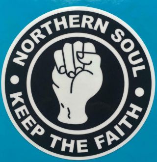 Northern Soul Record Box Sticker - Black - Keep The Faith - White Fist