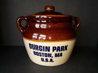 Antique Vintage Durgin Park Boston Ma Bean Soup Pot Crock Large Heavy With Lid
