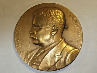 Us Presidential Series Large 3 " Bronze Medal Theodore Roosevelt
